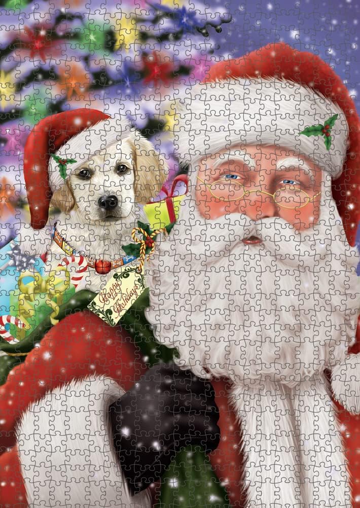 Christmas Santa with Presents and Labrador Dog Jigsaw Puzzle for Adults - Animal Printed Interlocking Puzzle Game Artwork - Gift for Dog Lover's -1000 Pcs 29.5"x19.7", PZLE56551