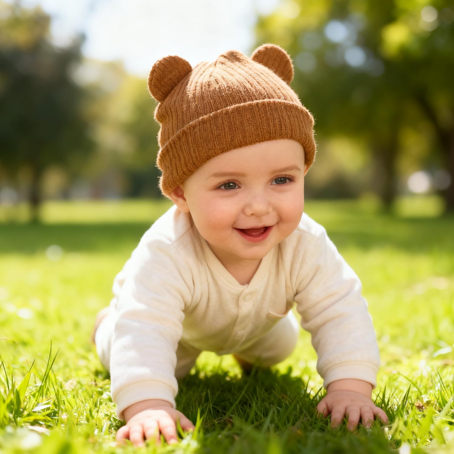 hoyuwak Baby Girl Beanie Winter Hat with Bear Ear Cute Warm Knitted Beanies Hat Soft Skull Cap for Baby Winter - Image 4