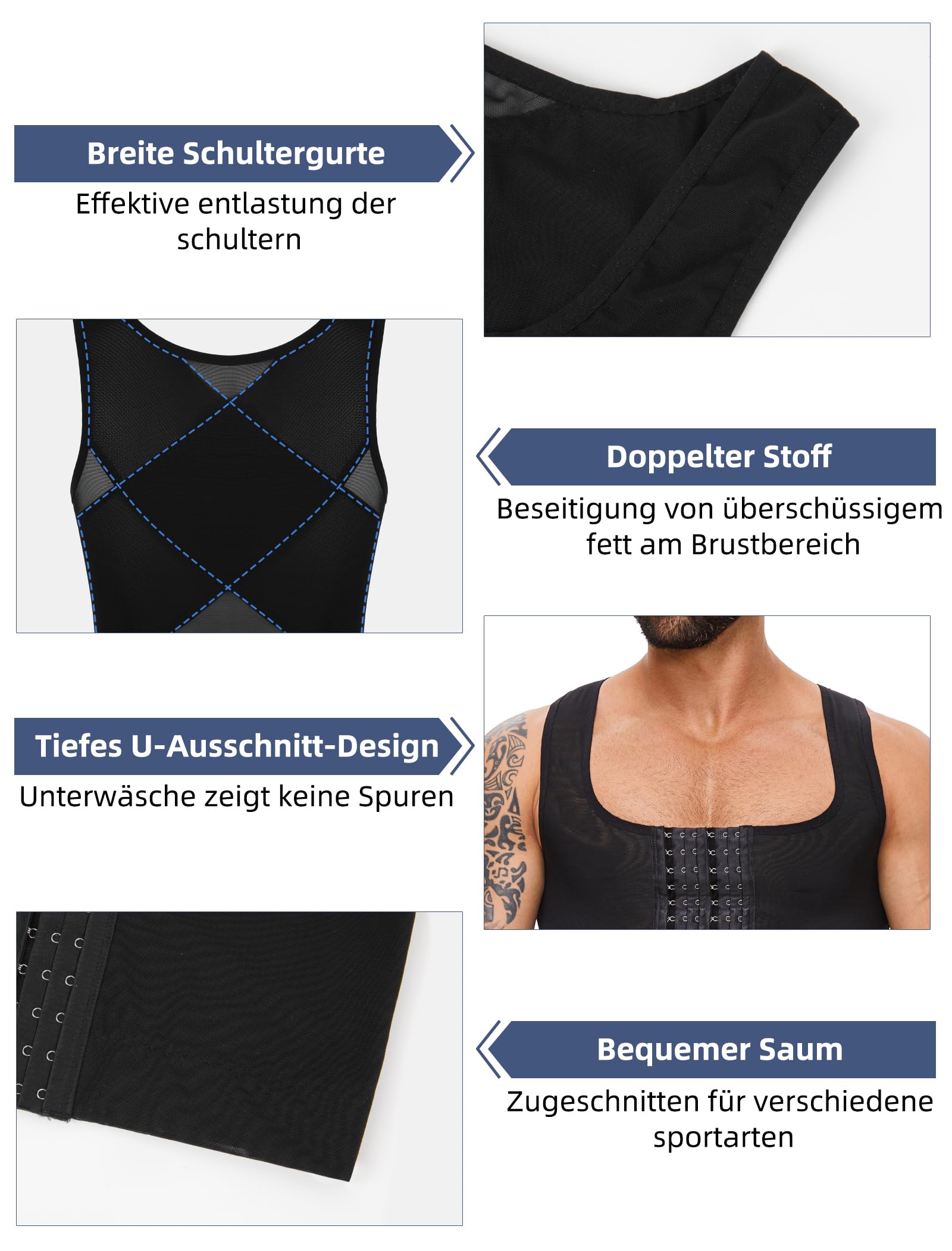 MISS MOLY Shapewear Corset de compression sans manches pour homme - Élastique - Body gainant - Gilet gainant