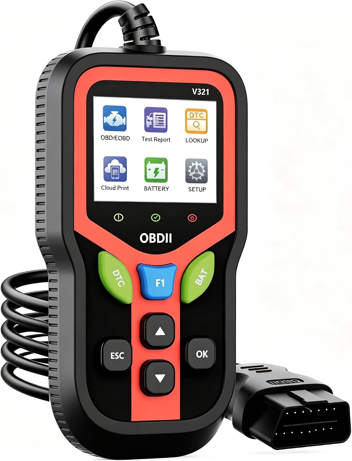 OBD2 Scanner, Check Engine Light Code Reader with Battery Test