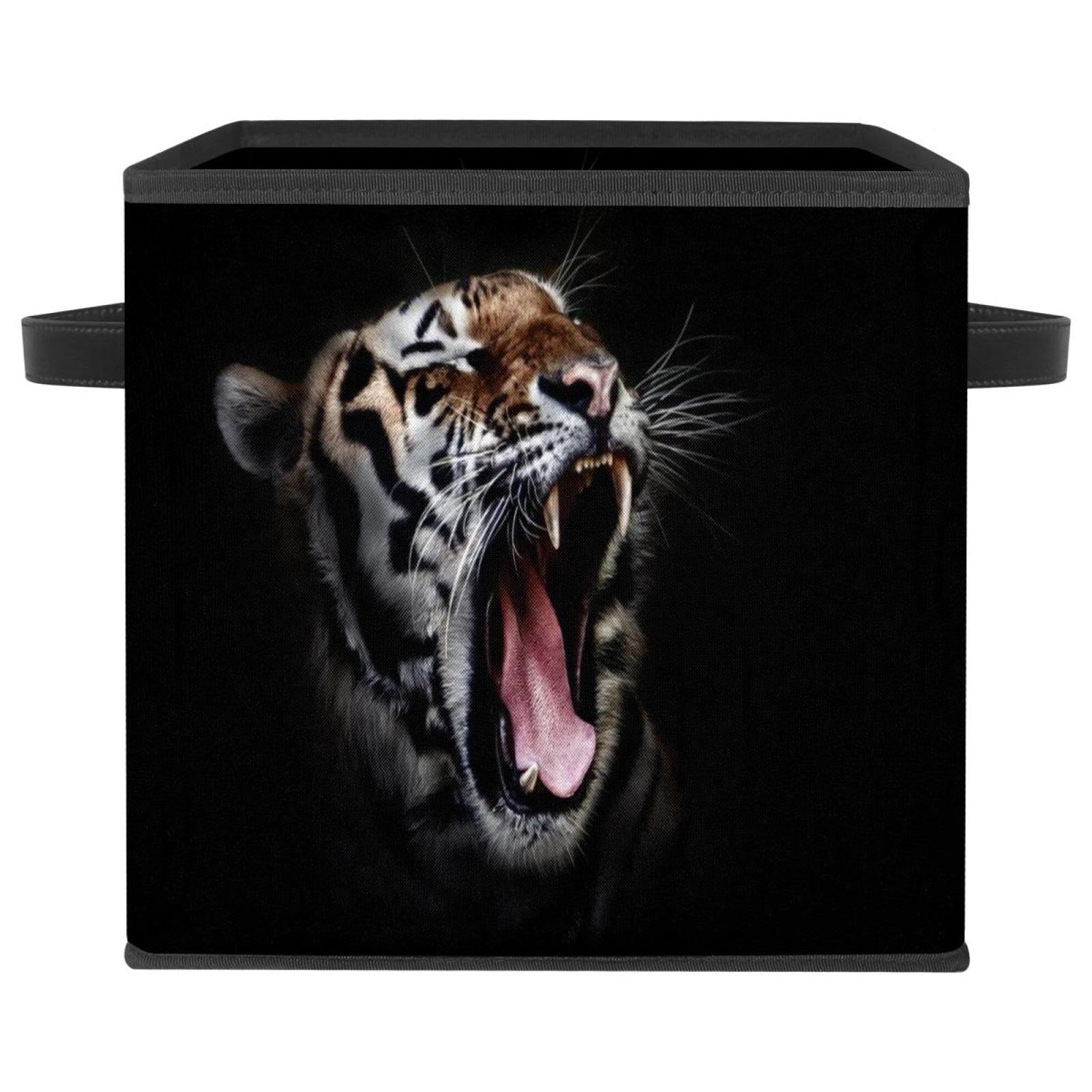 Boîte de rangement pliable tigre en tissu | Cube organisateur pour placard