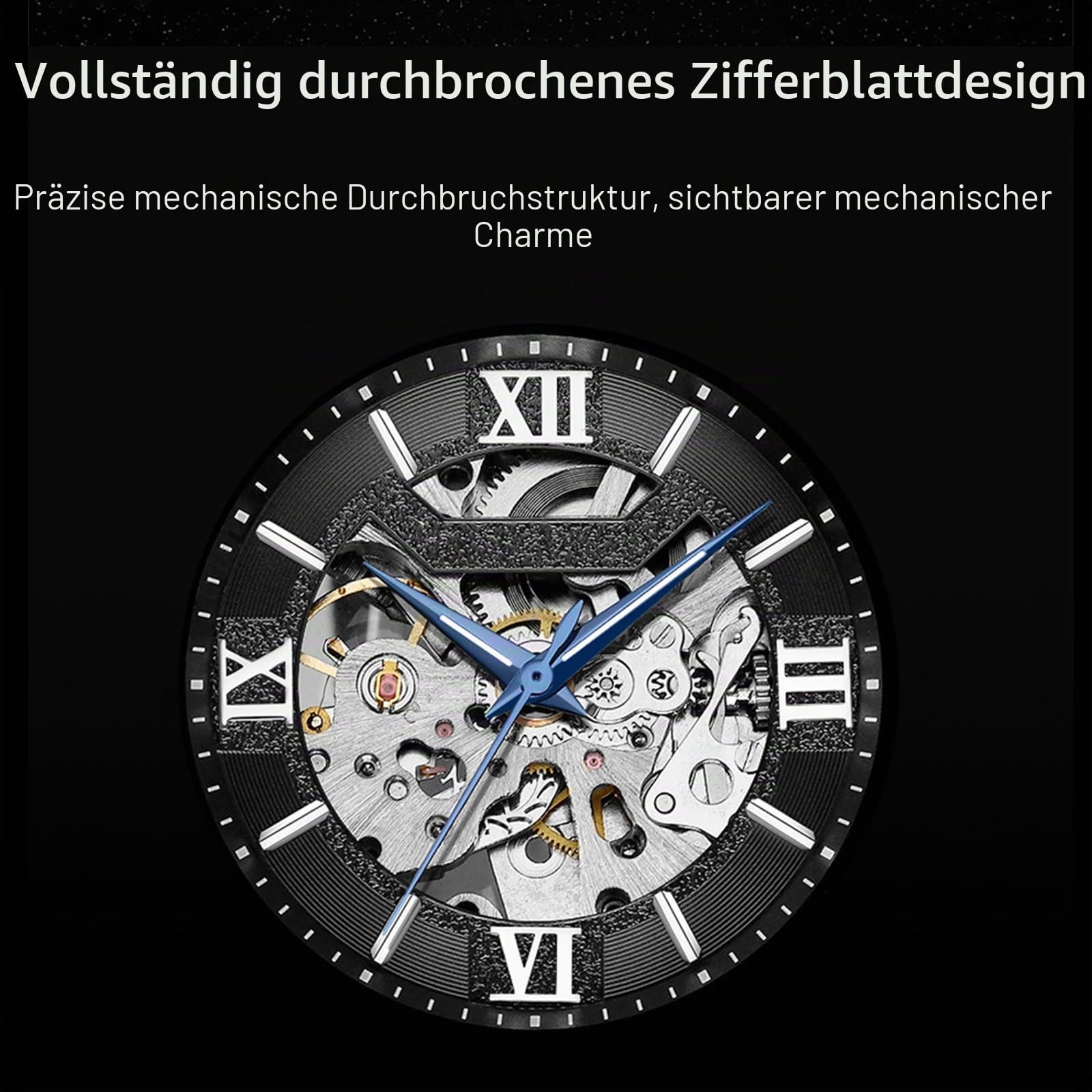FORSINING Herren-Armbanduhr, modisches, klassisches Holz-Design, automatisches Skelett-Armbanduhr, mechanisch, leuchtend, wasserdicht