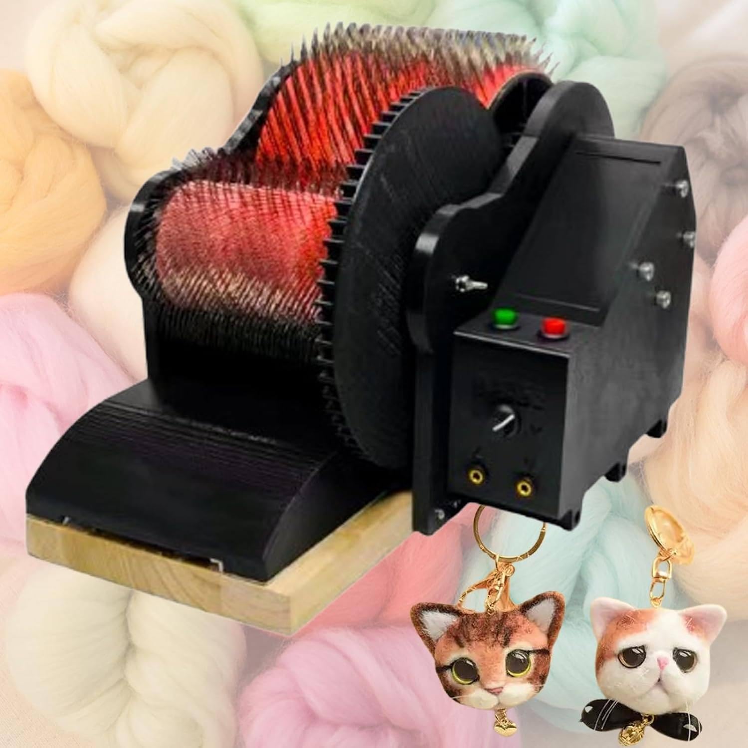 ZIXIAOS Electric Wool Carding Machine, Wool Felt Drum Carder with Foot Pedal for Rapid Color Mixing, Combing and Spinning