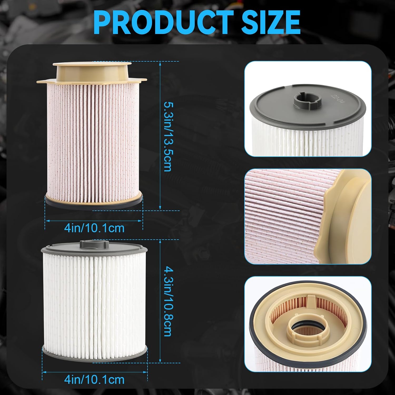 68436631AA Fuel Filter (2Pcs) for Ram 2500-5500 6.7L, Ram 1500 3.0L EcoDiesel, Jeep Wrangler SUV & Gladiator Truck 3.0L Diesel 2019-2024 Replaces PF46152