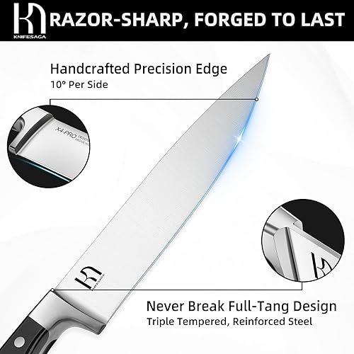 Miniatura 2 de Juego de cuchillos de cocina de 15 piezas, juego de cuchillos de chef de acero inoxidable japonés de alto carbono con bloque y afilador, juego de