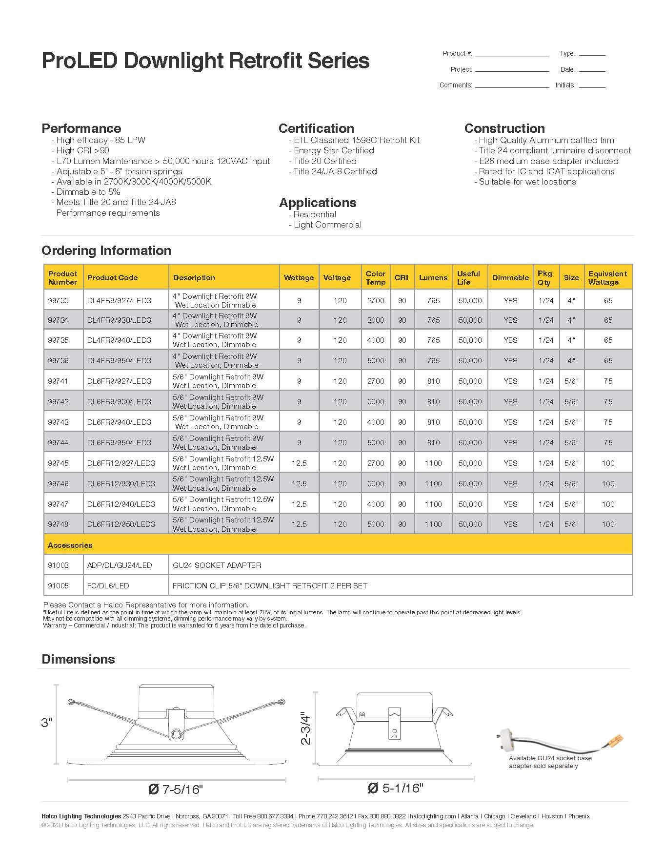 Halco 99747 - DL6FR12/940/LED3 LED Recessed Can Retrofit Kit with 5 6 Inch Recessed Housing