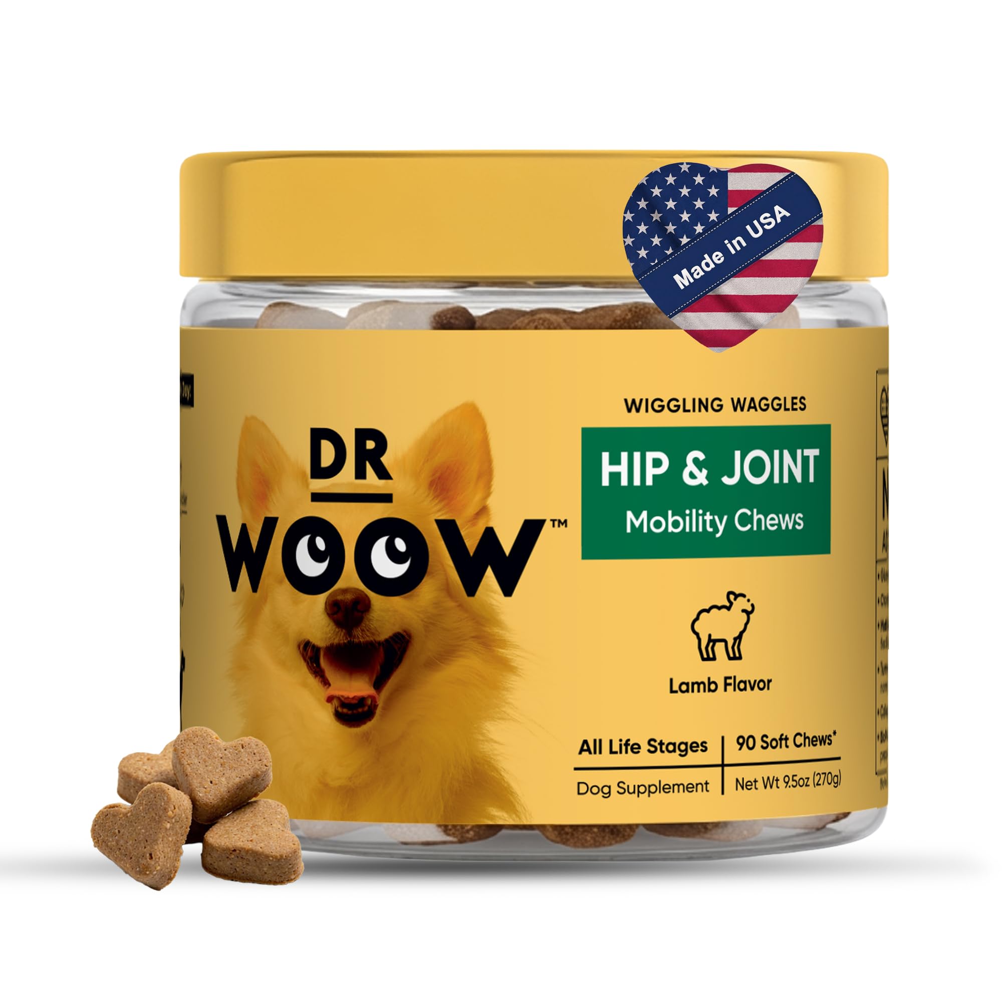 Hip & Joint Supplements for Dogs Soft Chews (90 CT) – Mobility Support + Joint Comfort & Flexibility – Glucosamine + MSM – Made in USA