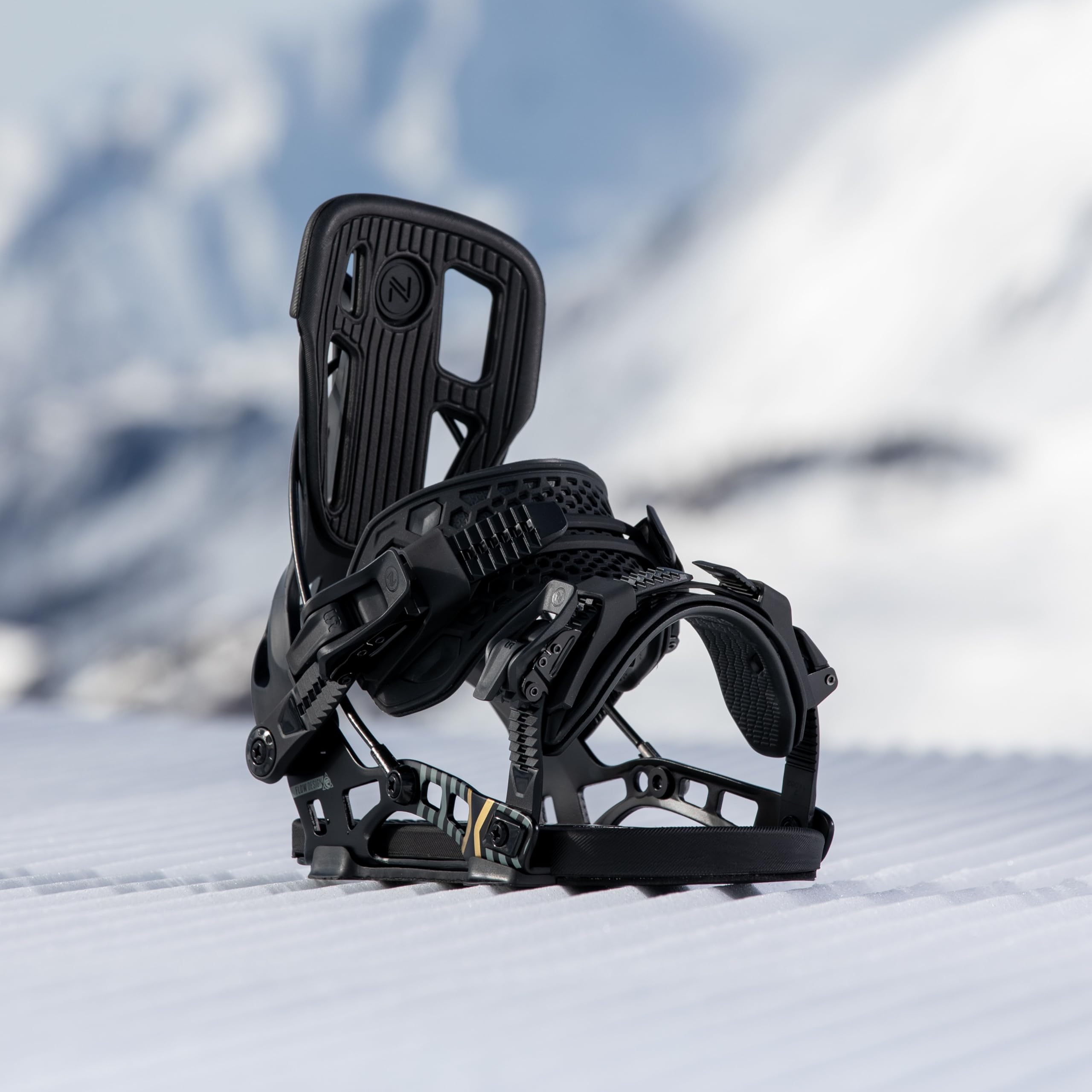 Fixations de Snowboard Nidecker Flow NX2 All-Mountain Power avec Plaque de Base en Aluminium et Sangle Fusion
