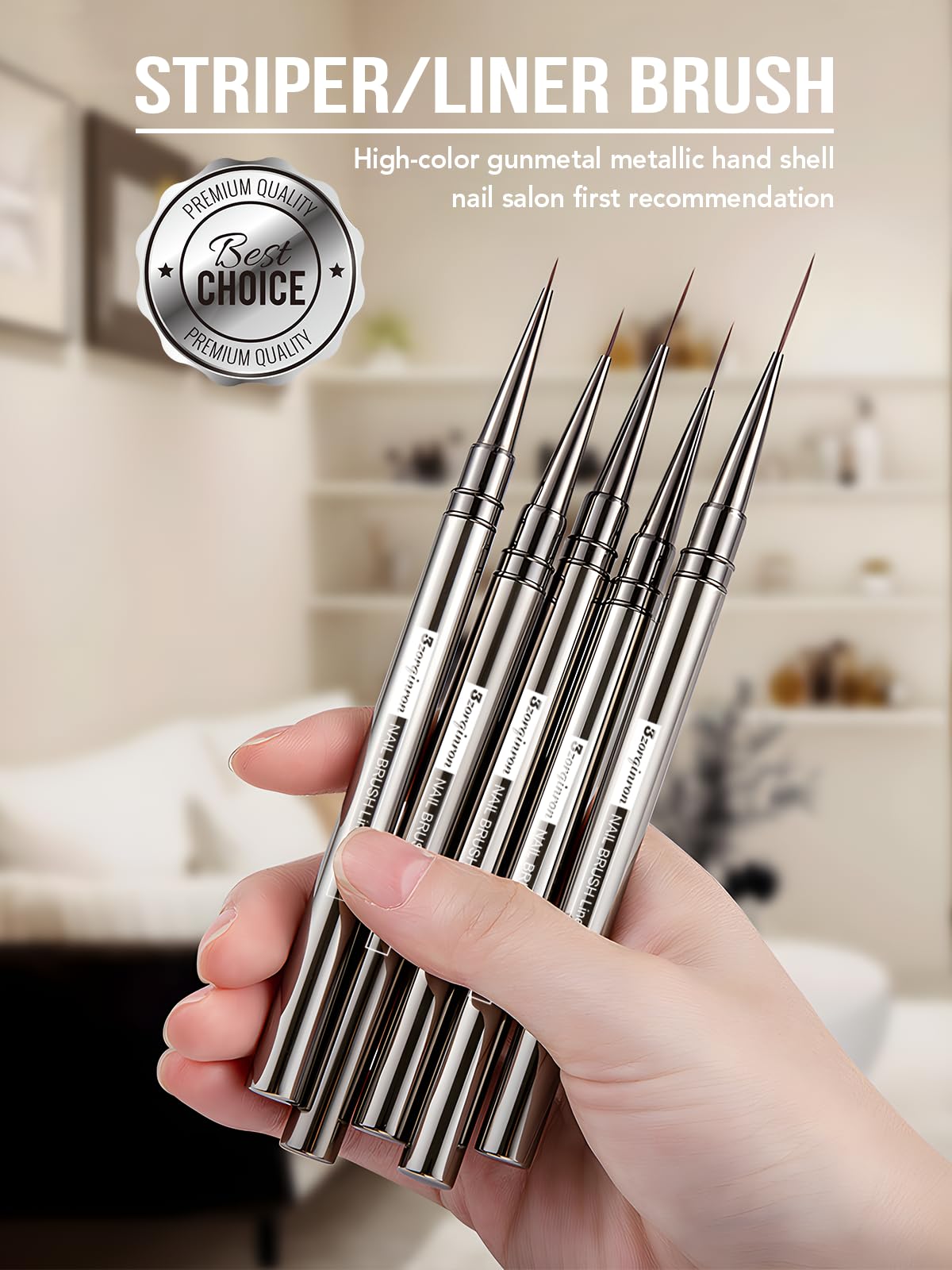 Pennello per nail liner, pennelli per nail art a linea fine 5/9/15/20/25 mm Pennello per unghie sottile per disegno dettagliato, pennello per unghie gel