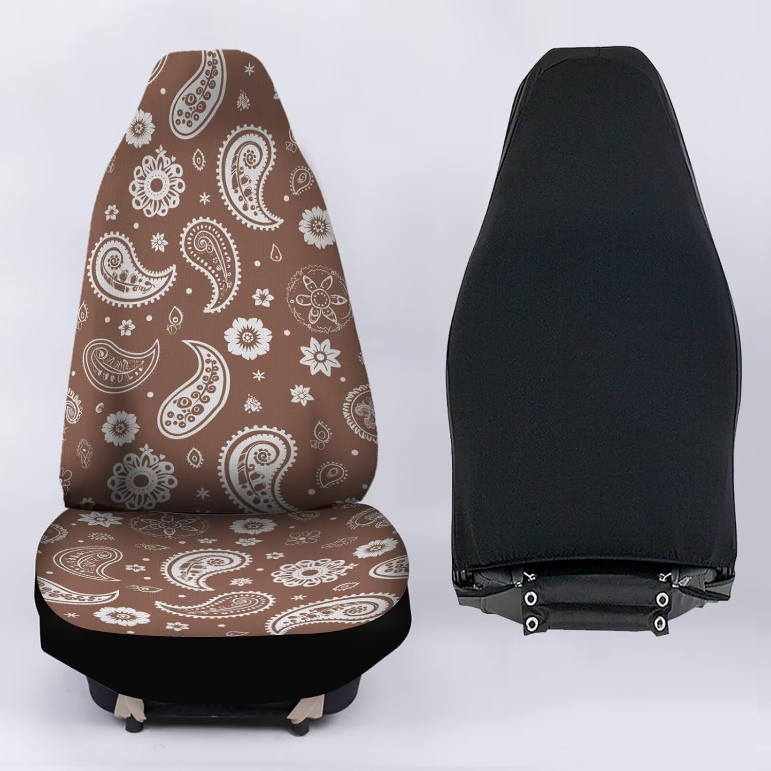 Mocha Mousse Paisley Car Seat Covers 2 PCS Elastic Breathable Front Seat Protector Cover Universal for Vehicle SUV Sedan Trucks for Women Men