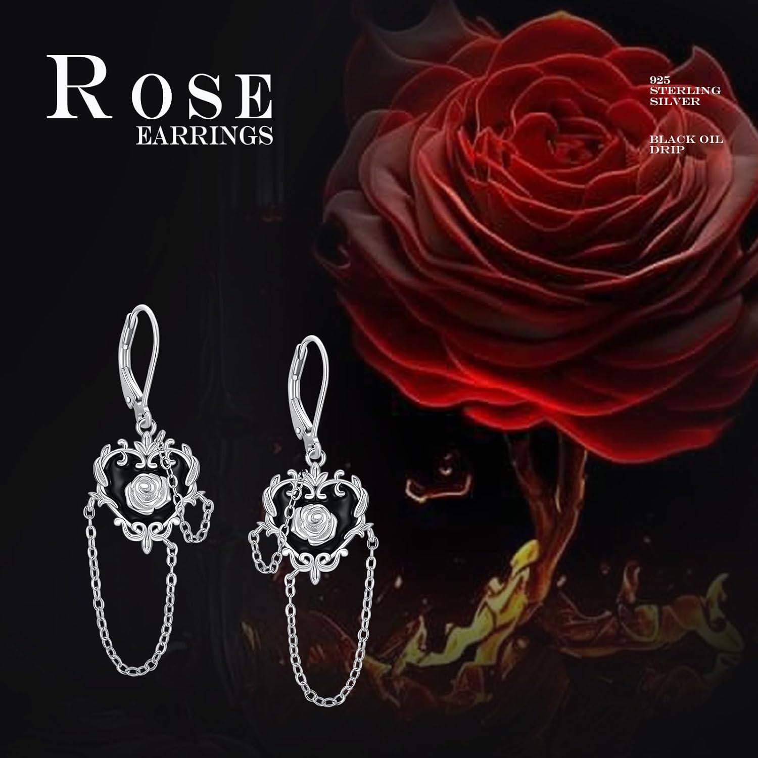 Witches Heart Earrings for Women Gothic Heart/Dragonfly/Peacock/Lawyer Leverback Earrings Gifts for Mom Daughter Halloween Christmas Valentine's Day - Image 6