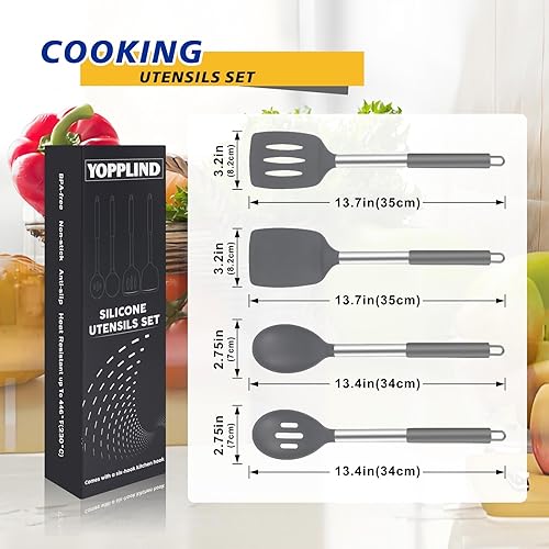 Miniatura 7 de Juego de herramientas de cocina de silicona de 5 piezas, sin BPA, resistente al calor, antiadherente y apto para lavavajillas, con cucharas