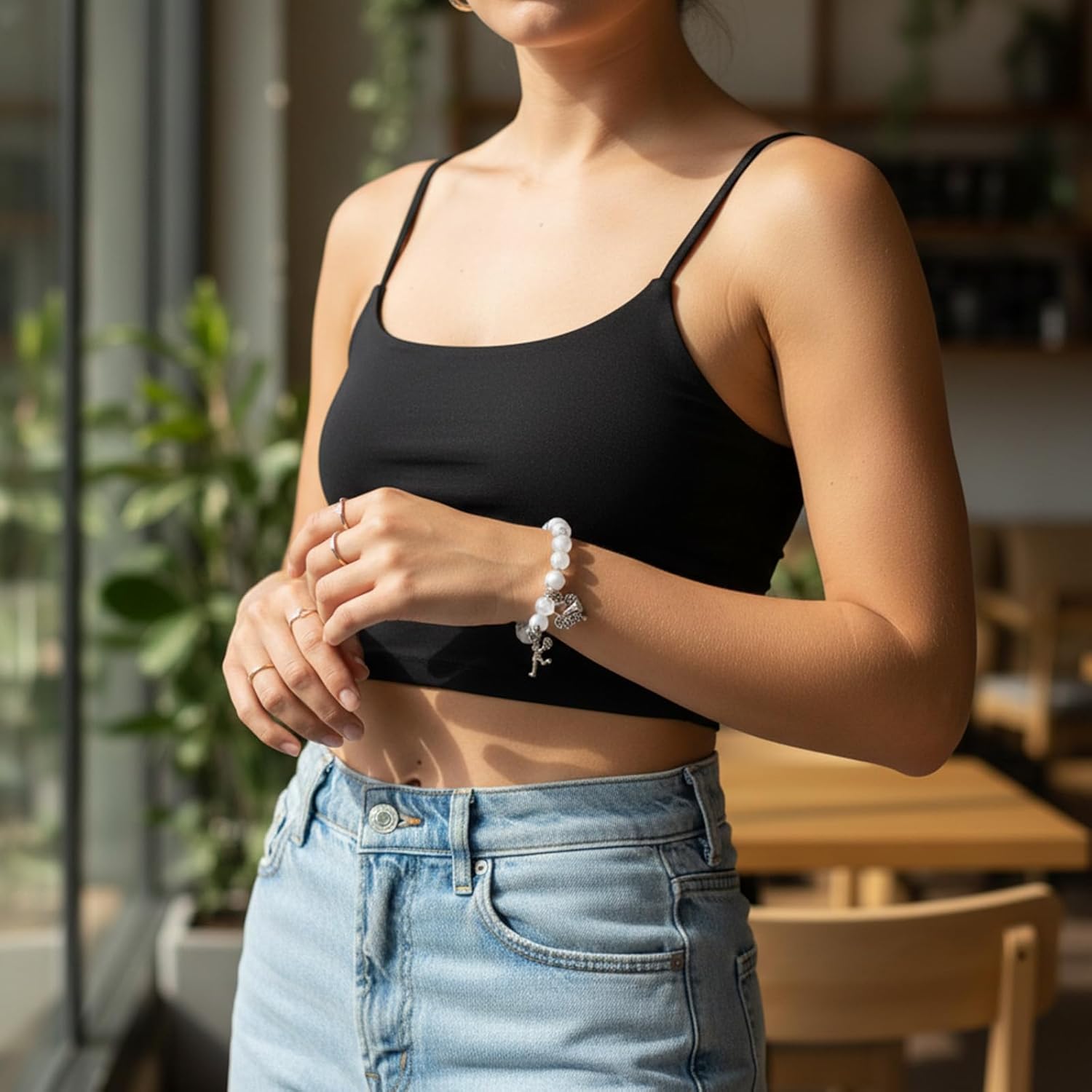 Cheerleader Bracelet for teenager Gifts, Cheer Bracelet with Encouragement Card, Natural Stone Cheerleading Beaded Charm Bracelets, Jewelry Gifts for Cheer Team Cheerleader - Image 3