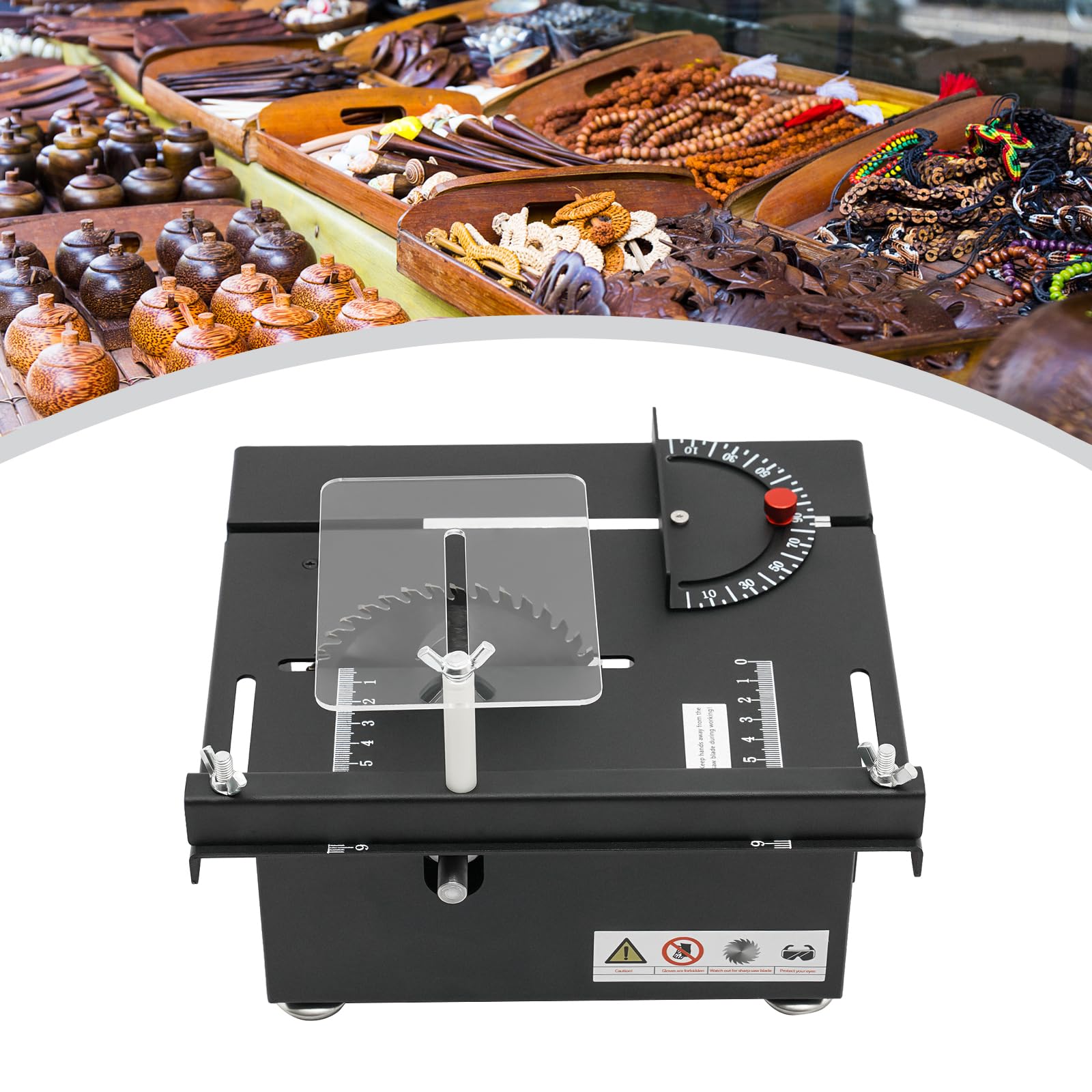 Mini sega da tavolo, piccola sega circolare da banco, design potente e regolabile, sega da tavolo da 200 W per tagliare piccoli bastoni di legno, Bodhi, pietra, cera d'api, acrilico, leghe di