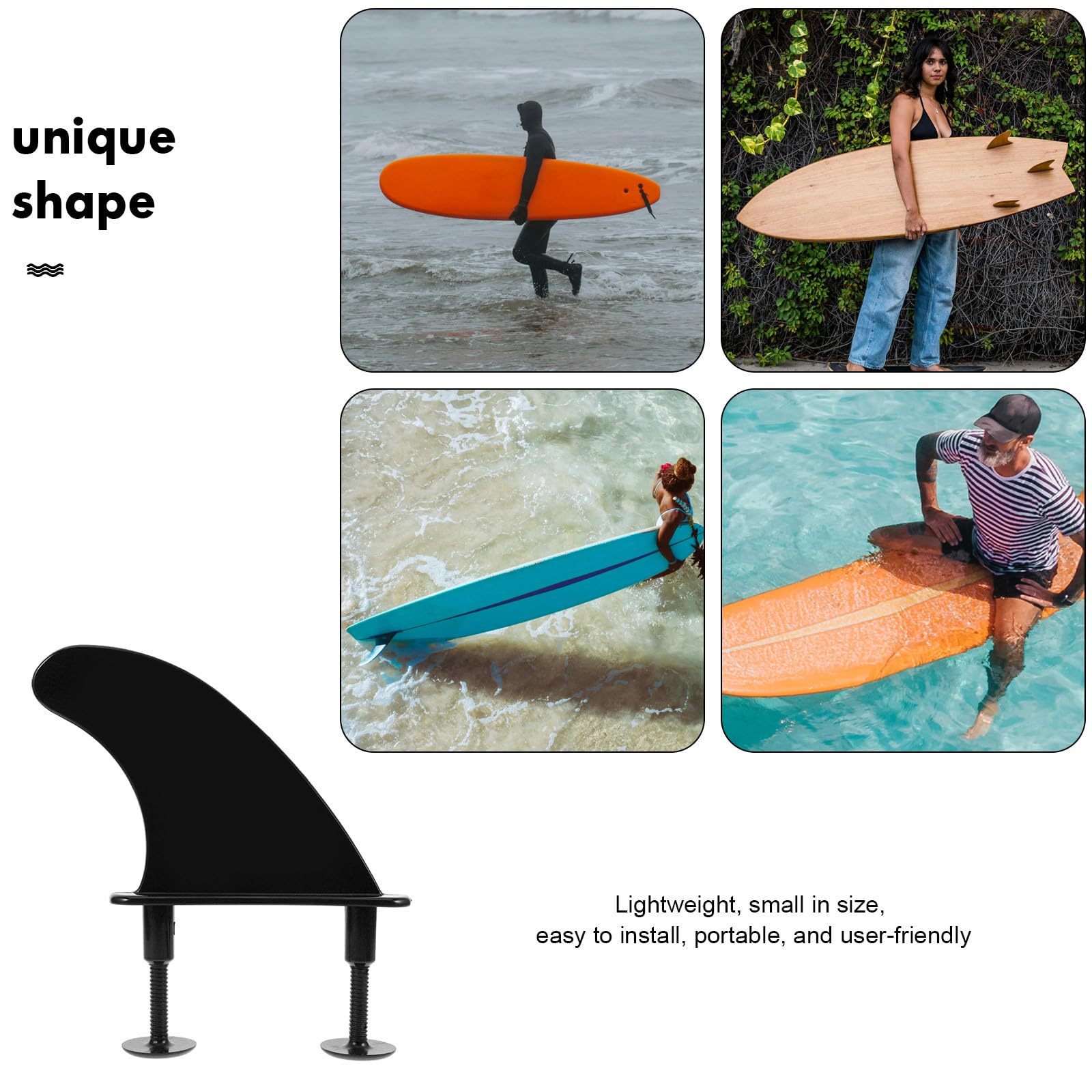 Aleta de Repuesto para Tabla de Surf Negra de TPU Flexible, Juego de 3 Quillas Grandes Antideslizantes para Kayak y Paddle Surf, Accesorios Deportivos Acuáticos para Mejor