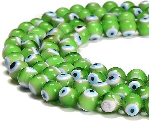 Miniatura 7 de Granos redondos lisos de cristal de mal de ojo amarillo, tamaño 0.315 in, 15,5 '' hebra para la fabricación de joyas