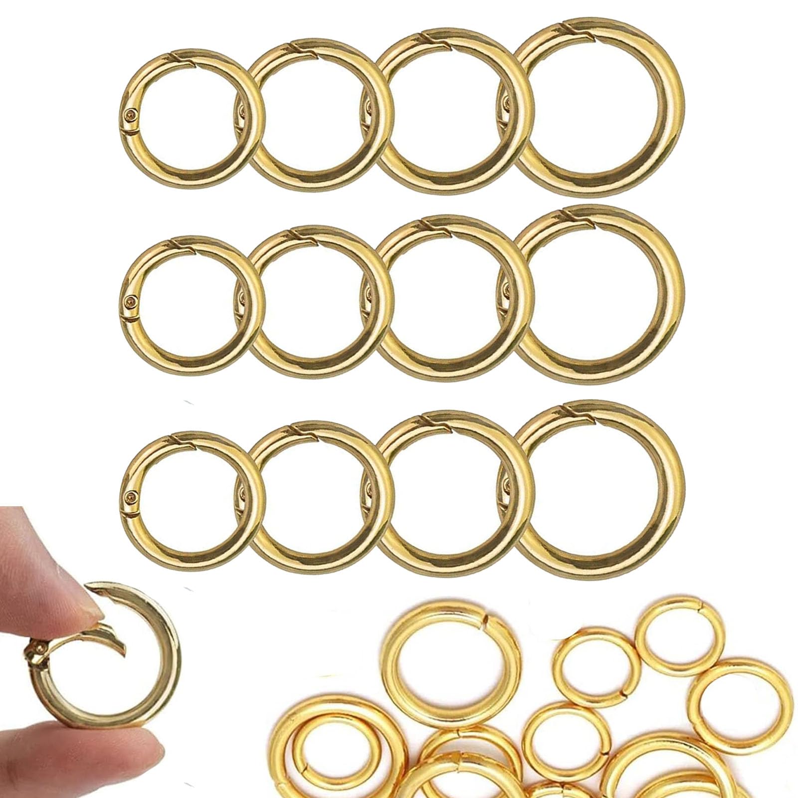 ChAusa 20 Pièces Mousqueton Rond Anneaux à Ressort Mousqueton 17 20 24