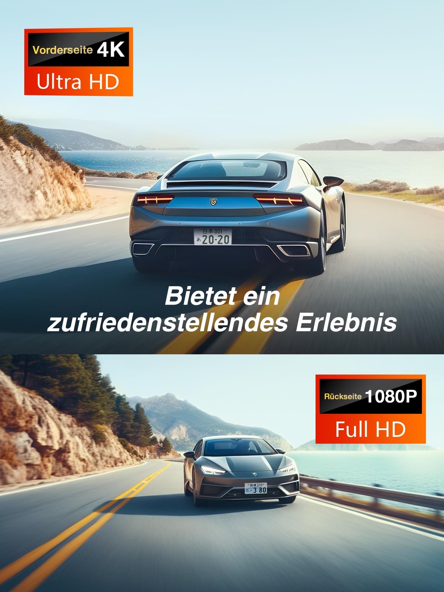 iZEEKER 4K Dashcam Vorne Hinten, Touchscreen Rückspiegel Kamera mit 64 GB
