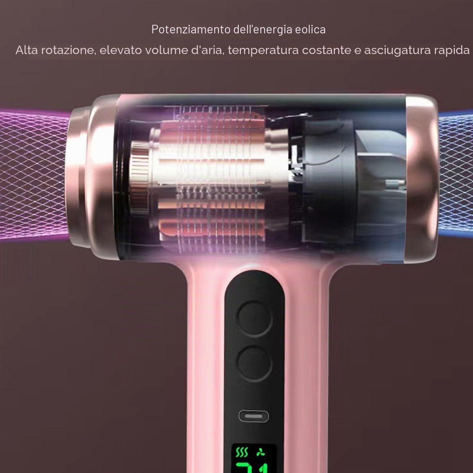 Asciugacapelli Senza Fili, Asciugacapelli da Viaggio Portatile, Asciugacapelli Ricaricabile USB 15000mAh con Ioni Idratanti Multimodali, Asciugacapelli a Caldo e Freddo da