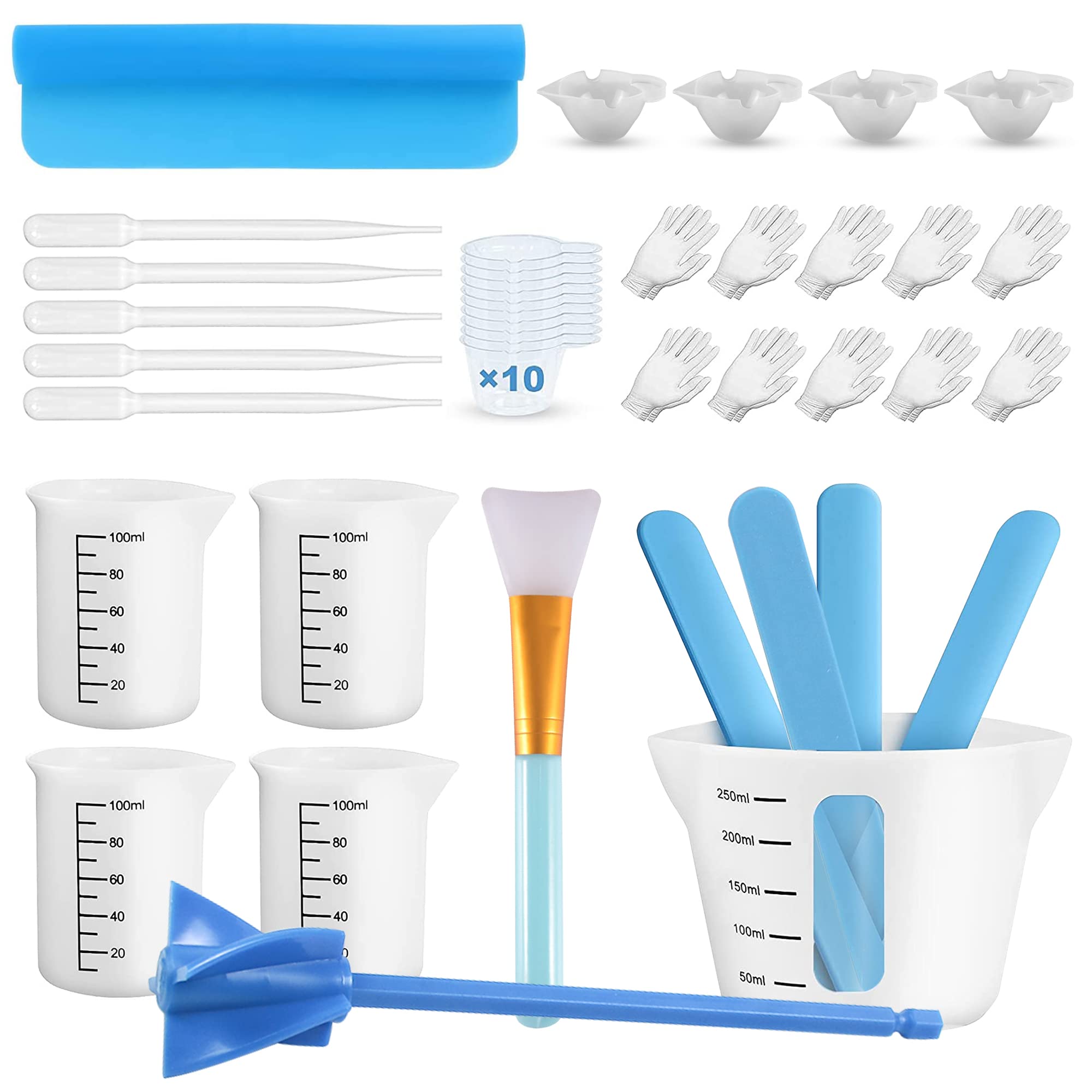 6 pezzi Misurini in silicone riutilizzabili Strumenti di miscelazione per resina epossidica, strumenti di distribuzione, strumenti di materiali di colata - Italia