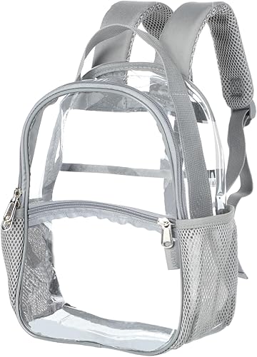 Mochila de plástico transparente aprobada para estadios, perfecta para el trabajo, escuela, viajes, Gris, Compacto