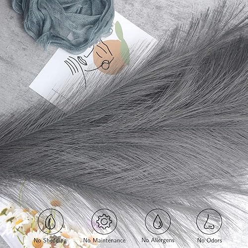 Miniatura 4 de Hierba gris de las pampas alta, paquete de 5 unidades de 5 césped artificial artificial seco gris floral para decoración del hogar, sala de estar,