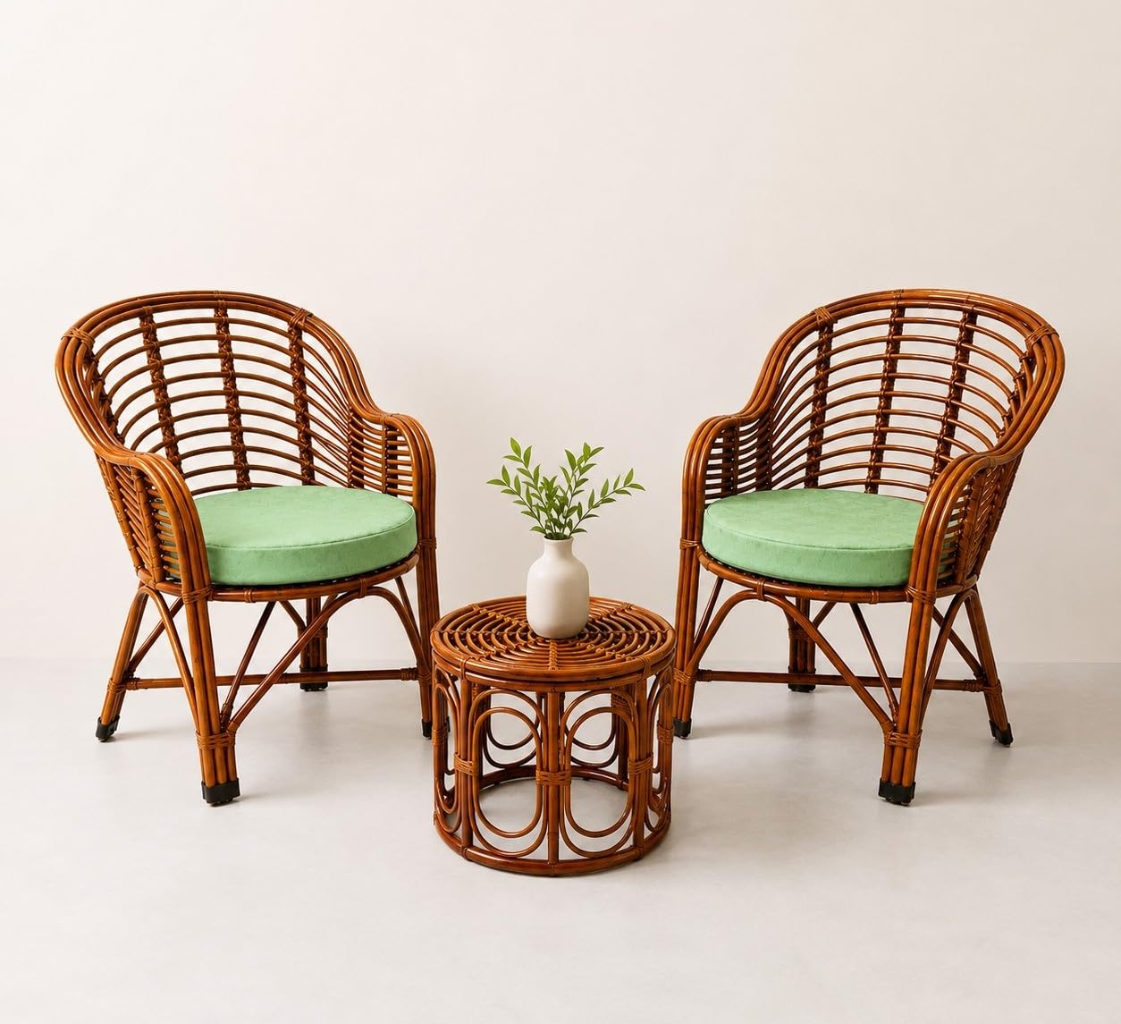 CANE CRAFTS Premium Bamboo Chair Set with Table|Kursi|Garden Chairs with Table|Chairs for Living Room, Home, Dining Room, Bedroom, Kitchen, Office, Outdoor & Garden|Set of 2 Chairs & 1 Table (Brown)-picture-27