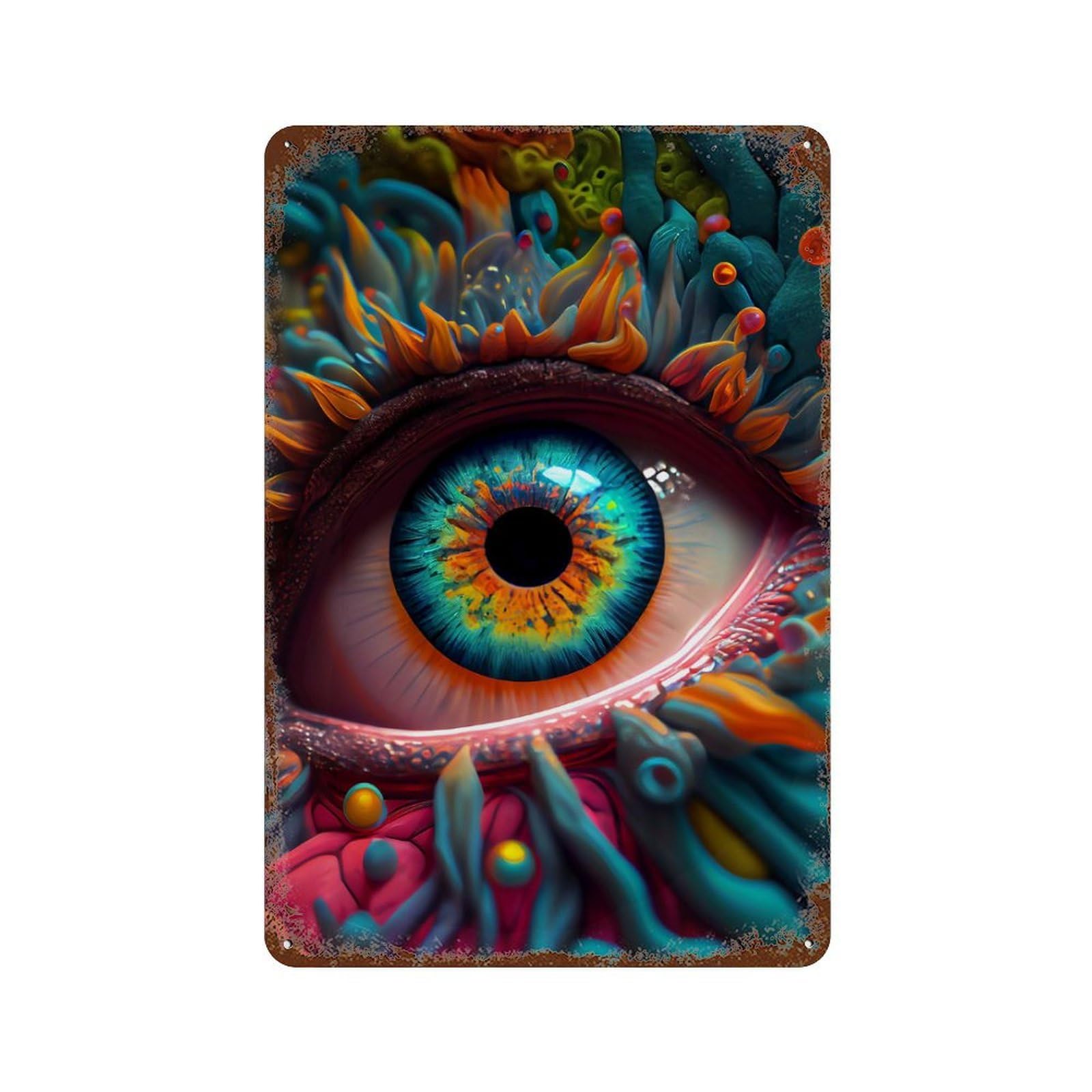 Eye Vintage Rust Metal Sign 11.8"x7.9", Ideal for Cafe, Home Bar And Lounge Decor