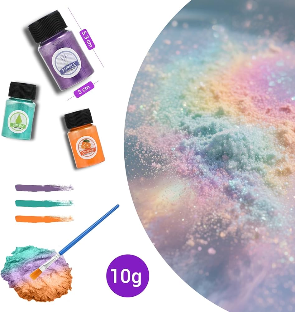 Poudre Pigment Métallique 24 Couleurs X 5g - Mica Pour Résine Époxy, Savon, Slime, Cosmétiques