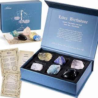 Faivykyd Libra Crystal Birthday Gift Ideas, Zodiac Sign Stones to Complement The Birthstone, Natural Healing Crystals with Horoscope Box Set, Spiritual Astrology Gifts for Women Men Friends
