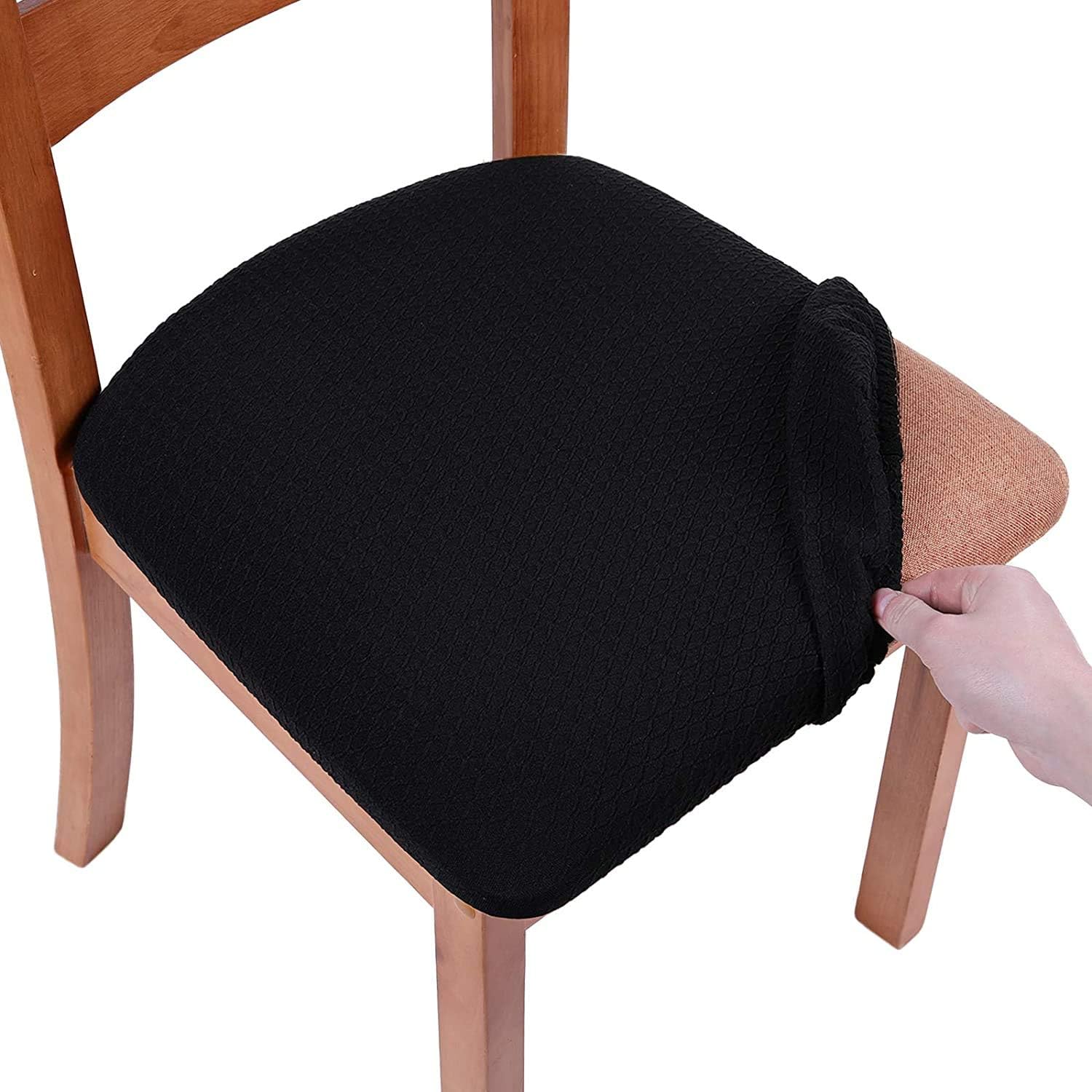 Homaxy Stretch Jacquard Dining Chair Seat Covers Set of 6, Removable