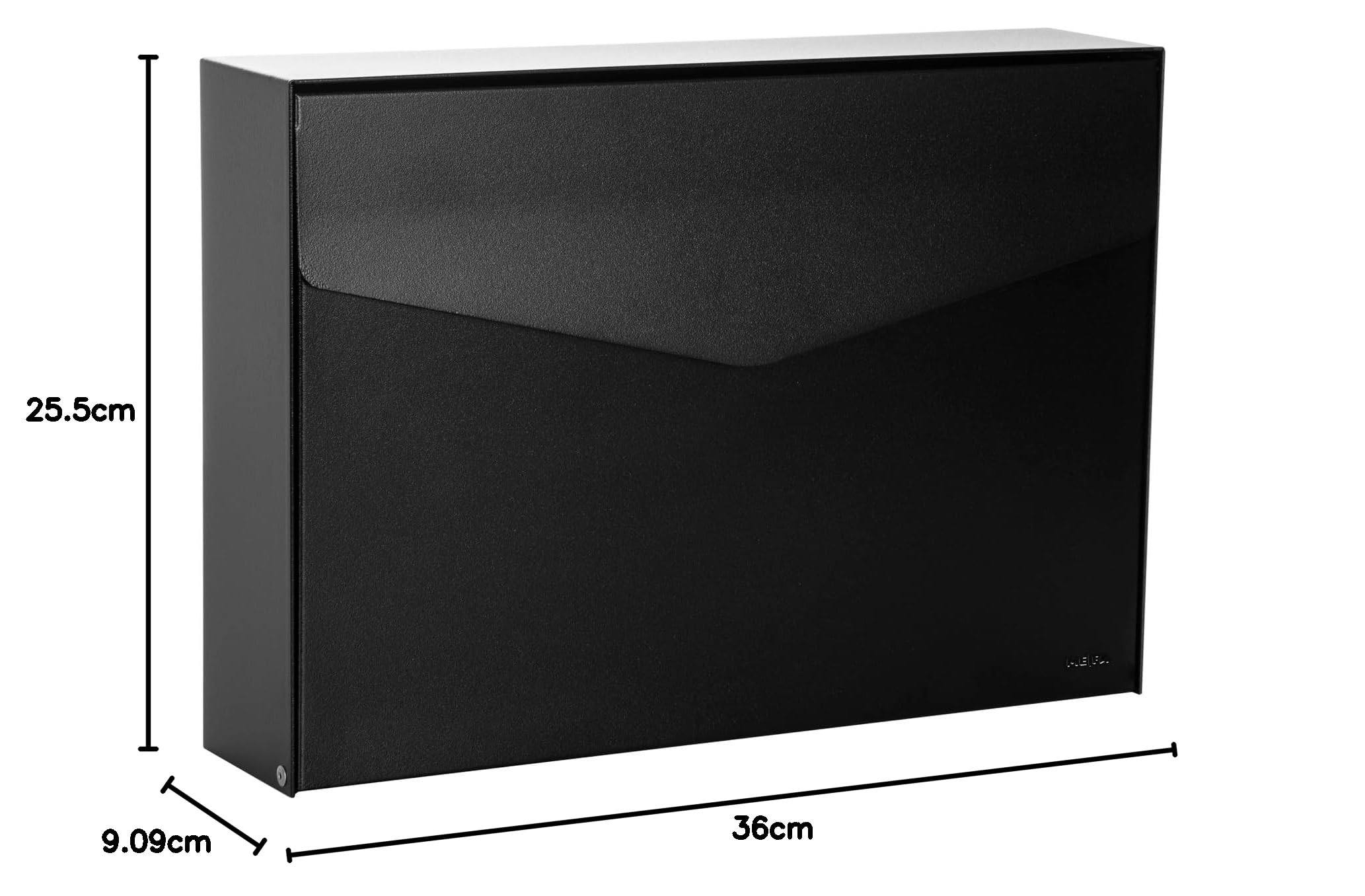MEFA by Renz Letter 110 (kolor głęboka czerń – RAL 9005, skrzynka pocztowa z zamkiem bezpieczeństwa, designerska skrzynka na listy, wymiary 86 x 354 x 249 mm) 110110M, czarna