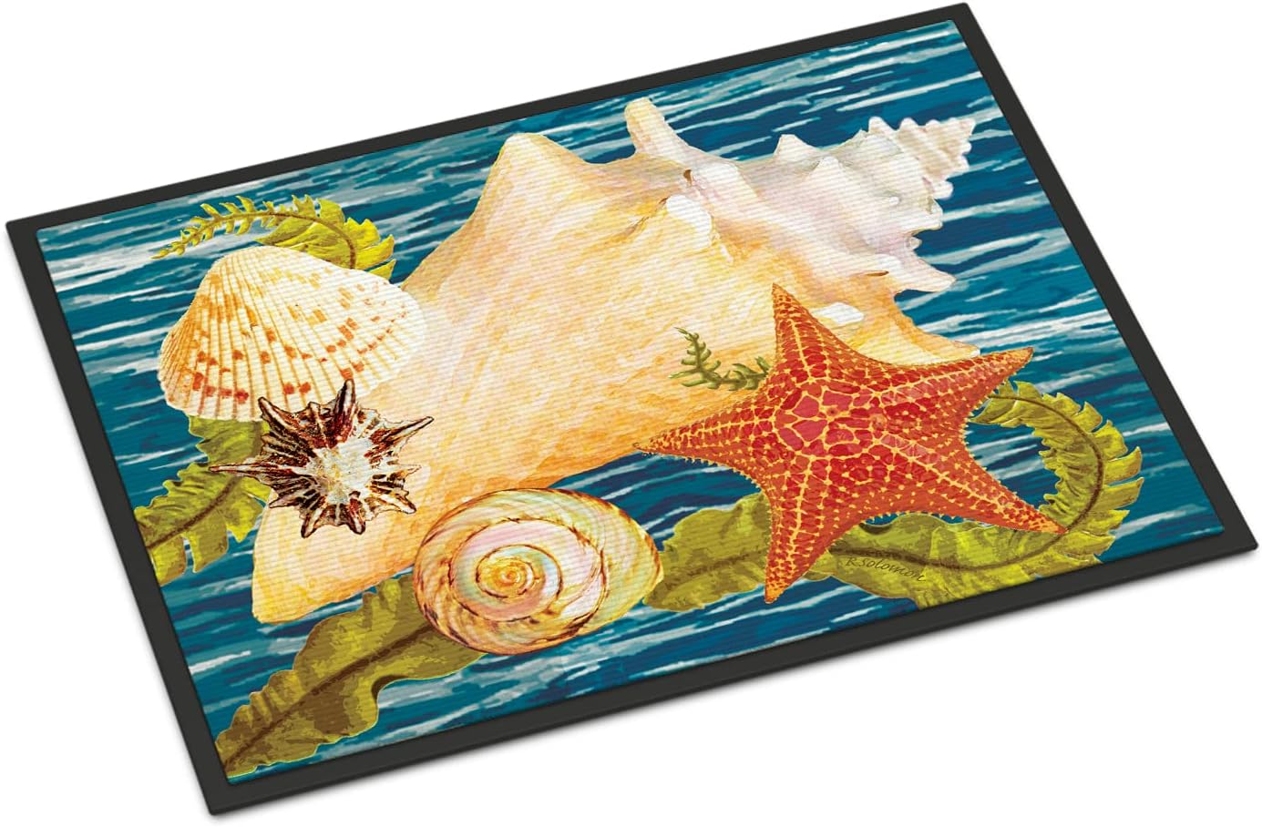 Caroline's Treasures PRS4057JMAT Conch Starfish and Cockle II Doormat 24x36 Front Door Mat Indoor Outdoor Rugs for Entryway, Non Slip Washable Low Pile, 24H X 36W