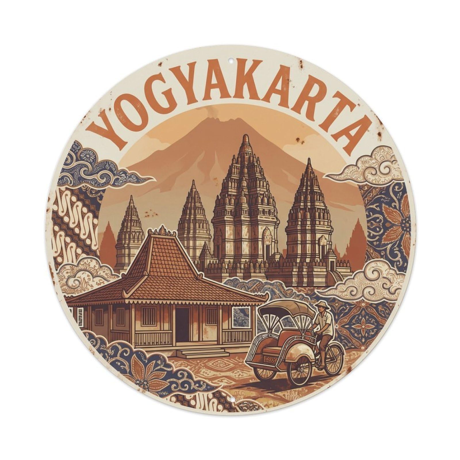 Fqnyr Style Metal Tin Sign Retro Travel Indonesia Yogyakarta