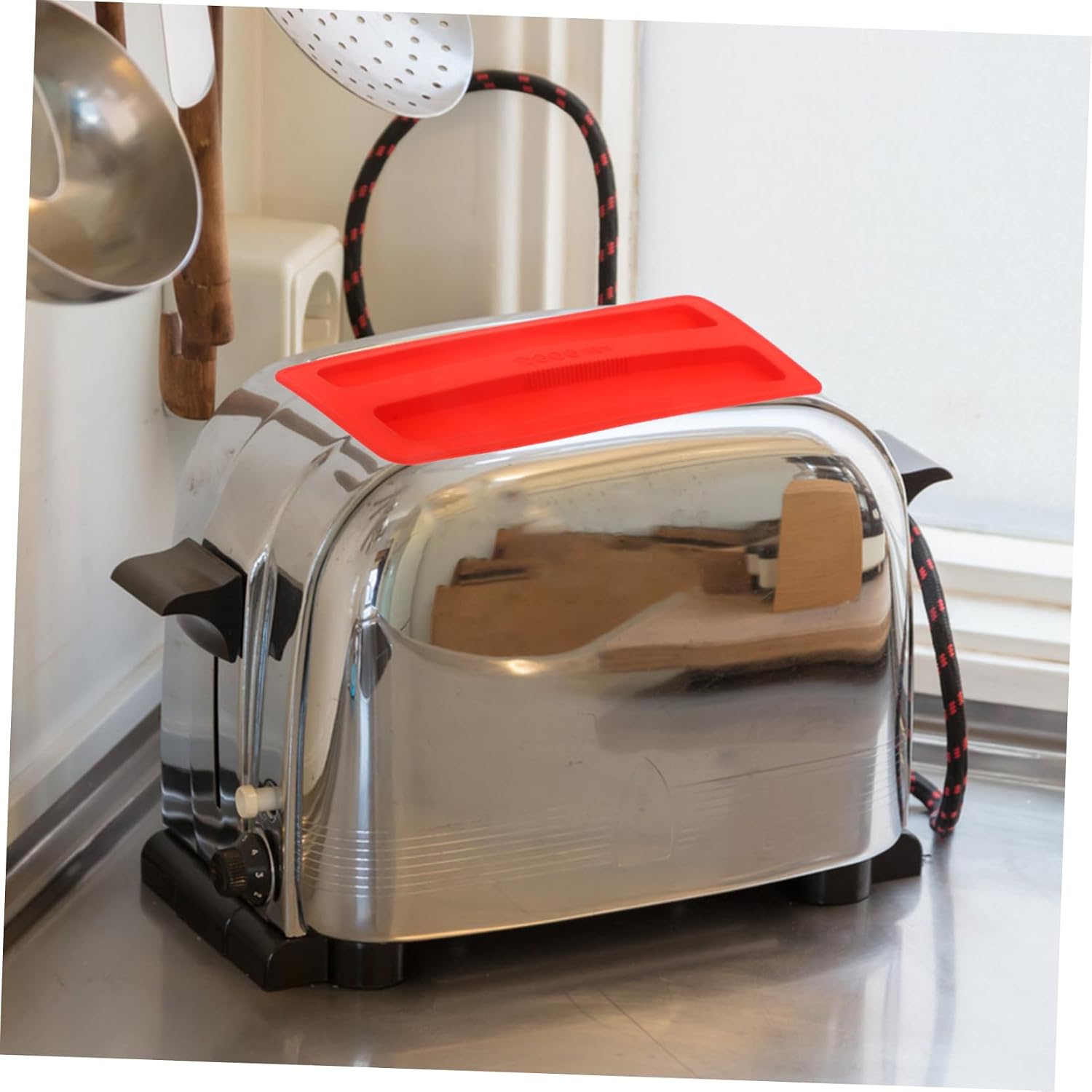Silicone Toaster Lid Red for Bread Maker Protective Cover Daily Use