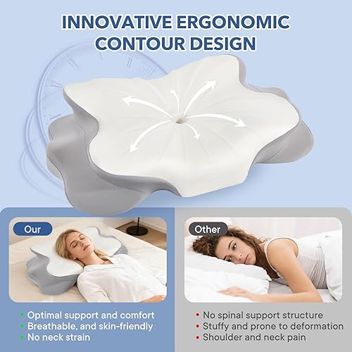 Miniatura 5 de Almohada cervical para cuello y hombro, almohada de espuma viscoelástica de contorno, almohada ergonómica de apoyo para el cuello para personas que