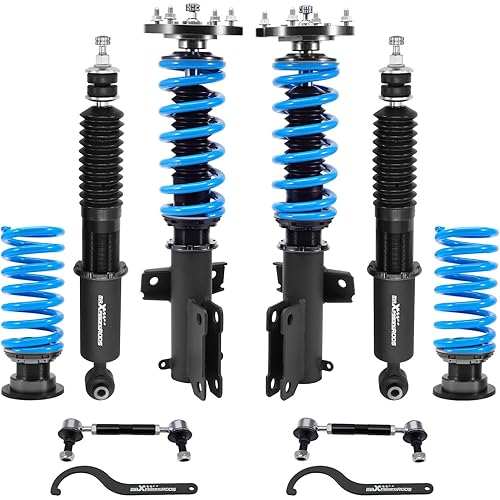 maXpeedingrods Coilover for Ford Mustang S-197 2005-2014, for Ford Mustang GT S-197 2005-2014, 24 Levels Damper Adjustable Coilovers Suspension Kit, Height Adjustable T6 Upgraded Lowering Kits Blue