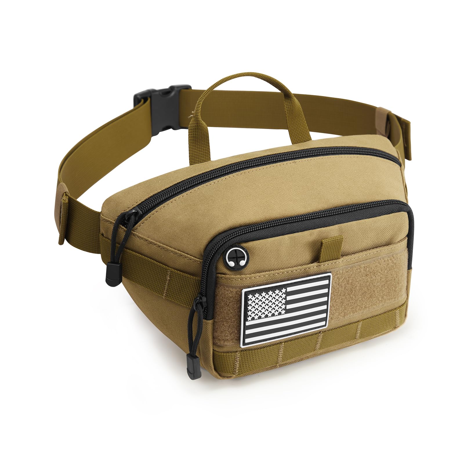 G4Free Tactical Fanny Pack for Men, Fashion Crossbody Bag Waist Packs for Travel Hiking (Khaki)
