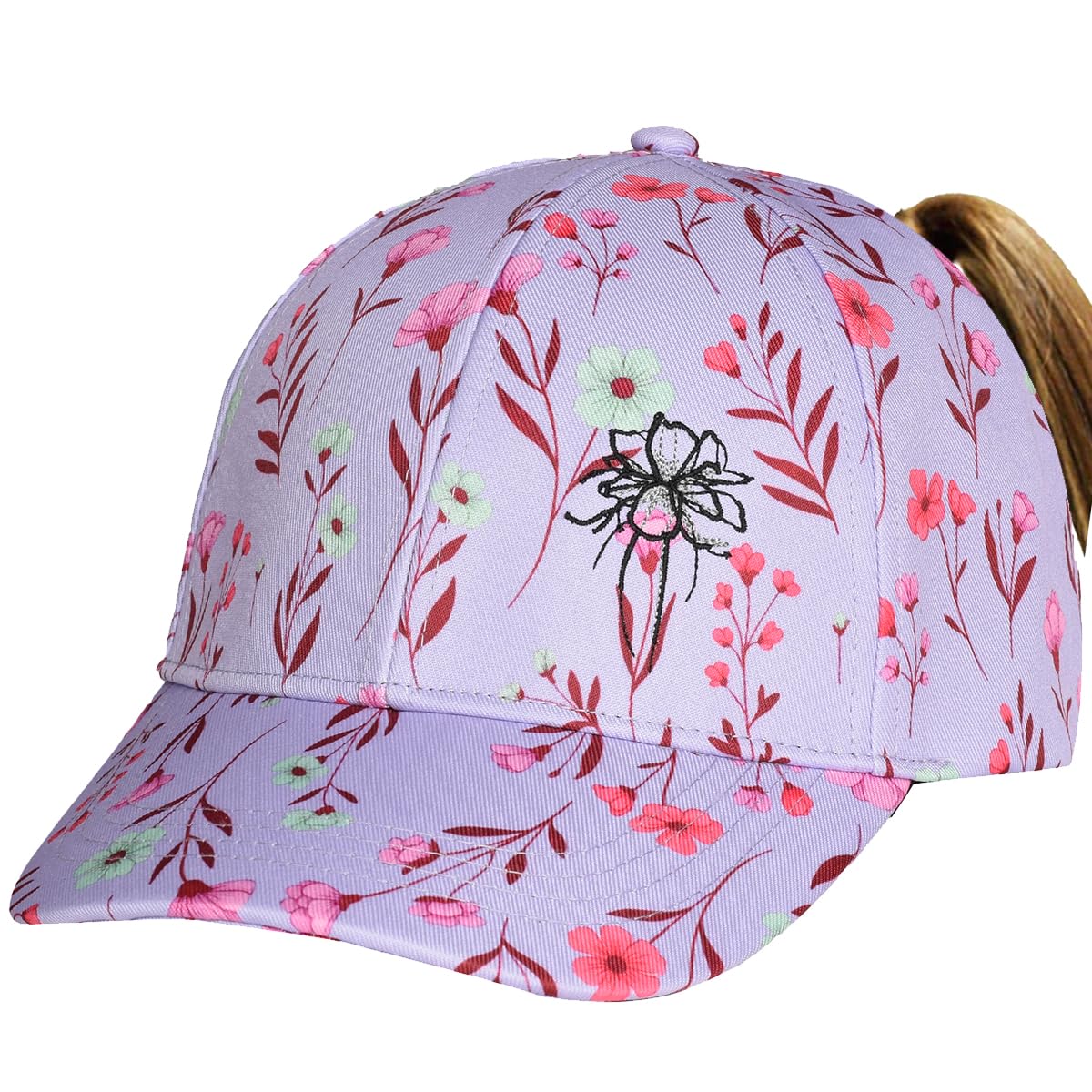 EDTREK Womens Performance Cap Hat with Ponytail Hole - Camo and Blaze Orange Hunting Hats