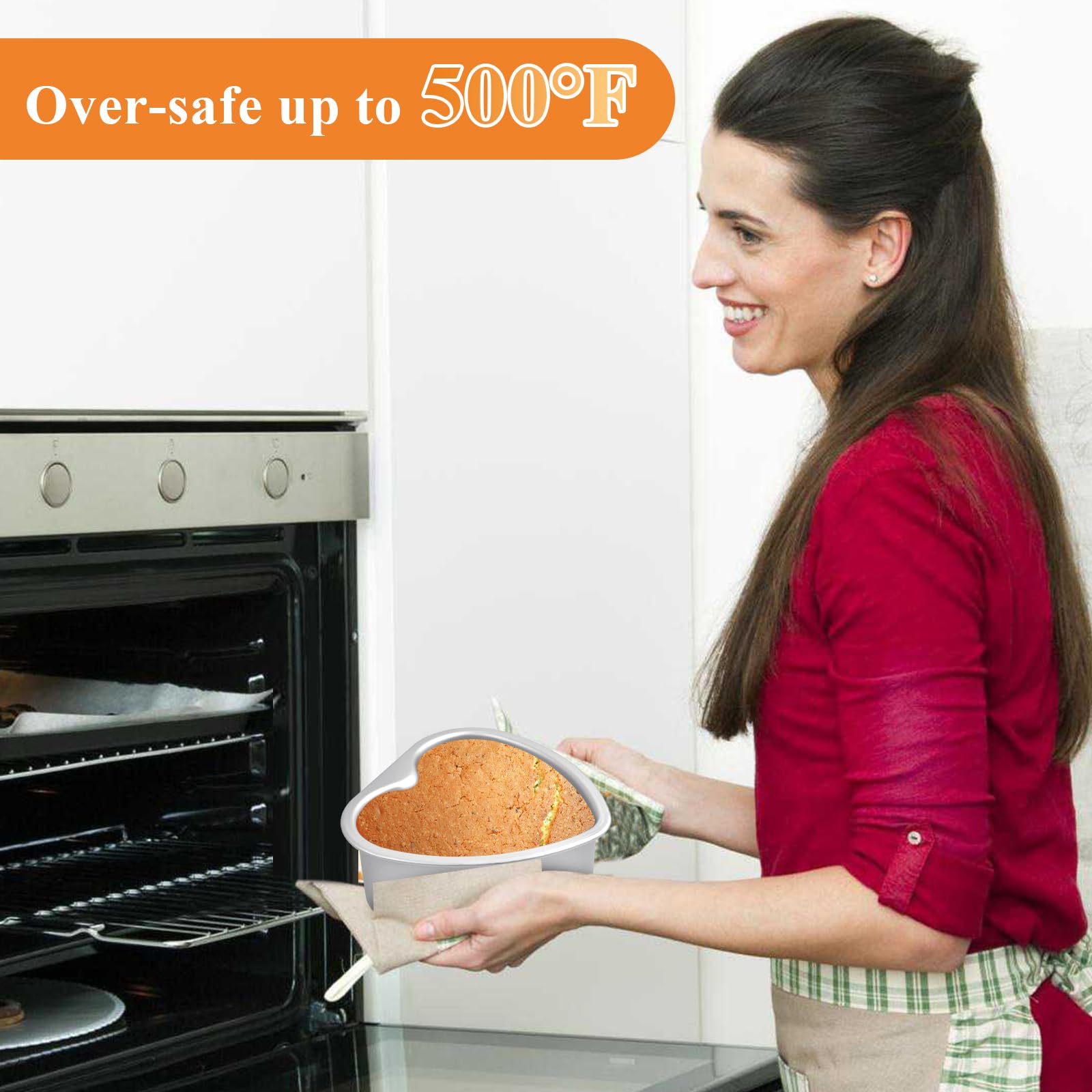 Foremki do ciasta w kształcie serca, 6 w kształcie serca, ze zdejmowanym dnem, aluminiowe formy do pieczenia w kształcie serca, na tort urodzinowy, weselny, na walentynki, 3 szt
