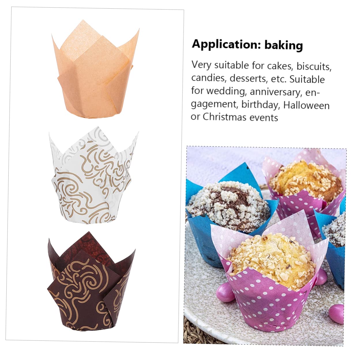 MAGICLULU Lot De 3 Moules À Muffins Accessoires Pour Gâteaux Gobelets En Papier Huilé Pour Événements 150 Pièces X 3