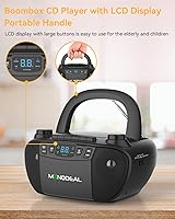 Vista 8 de MONODEAL Reproductor de cinta de casete con Bluetooth, reproductor de CD Boom Box, radio AM FM, combo multifuncional de reproductor de CD