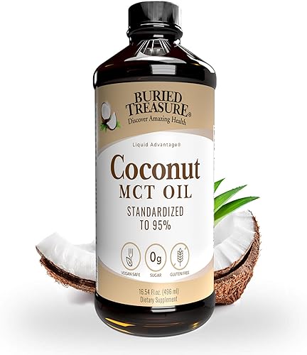 Buried Treasure Aceite de coco MCT para una función cerebral saludable y mayor rendimiento, dieta cetogénica y paleo, triglicéridos de cadena media