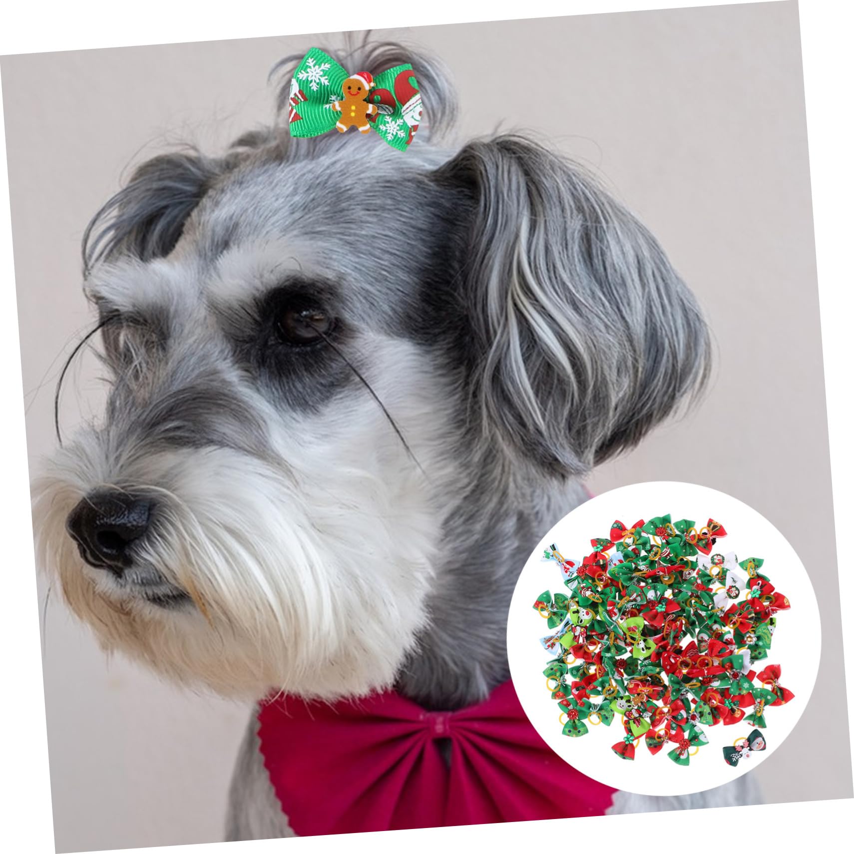 3 Juegos De Bandas De Pelo para Mascotas Lazos Navideños Cuerdas para El Pelo De Perros Accesorios Elegantes para Perros (100 Unidades)
