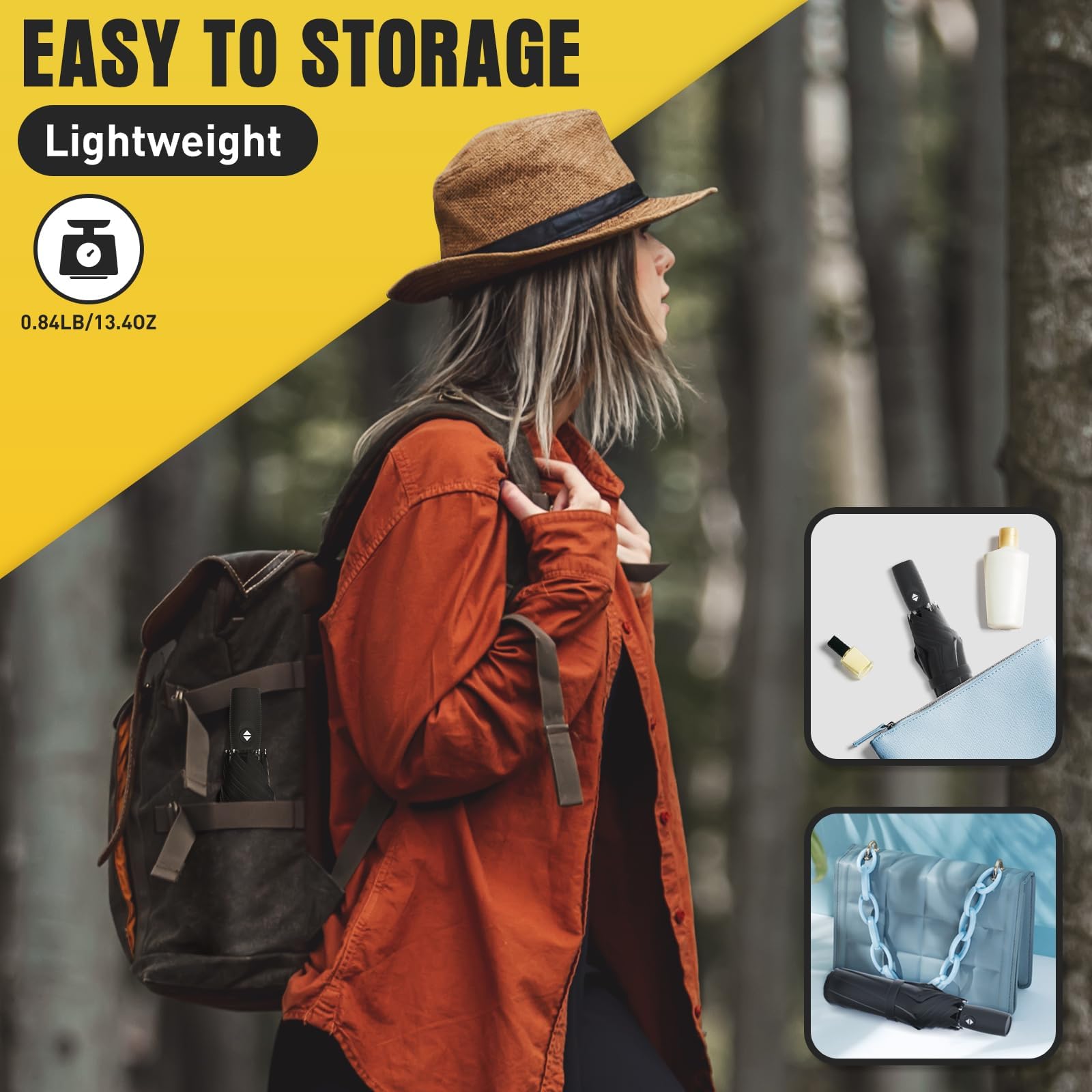 Windproof Travel Umbrella, Compact Umbrella, Car Umbrellas for Rain & Sun, 8 Fiberglass Ribs for Strong UV & Wind Resistance, Portable, Lightweight, Vent, Easy Automatic Open/Close