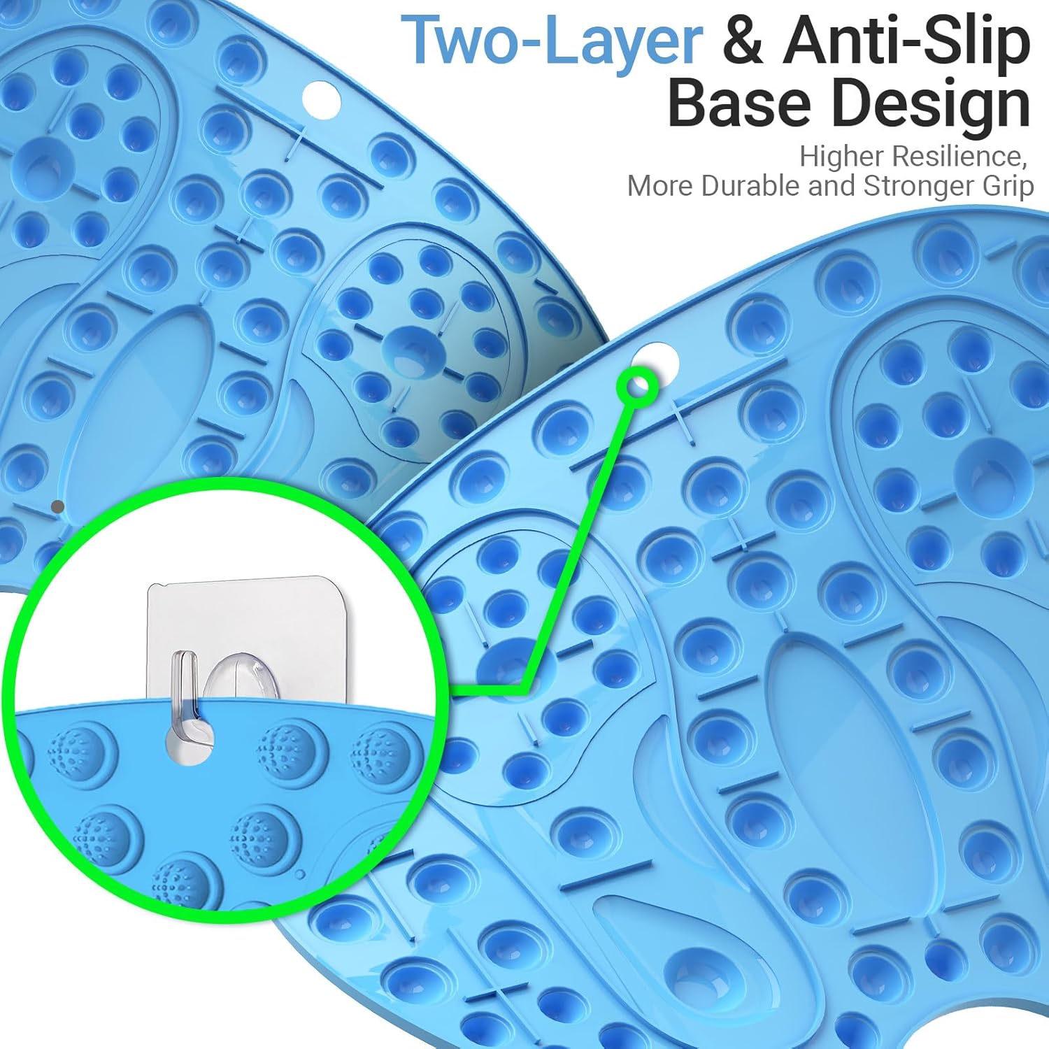 Foot Massager Mat 2PCS, Foot-Shaped Reflexology Mat with Magnetic Therapy, Under Desk Mat Acupressure Mat for Feet Relaxation, Pressure Point Mat for Pain, Fatigue and Stress Relief (Bluex2)
