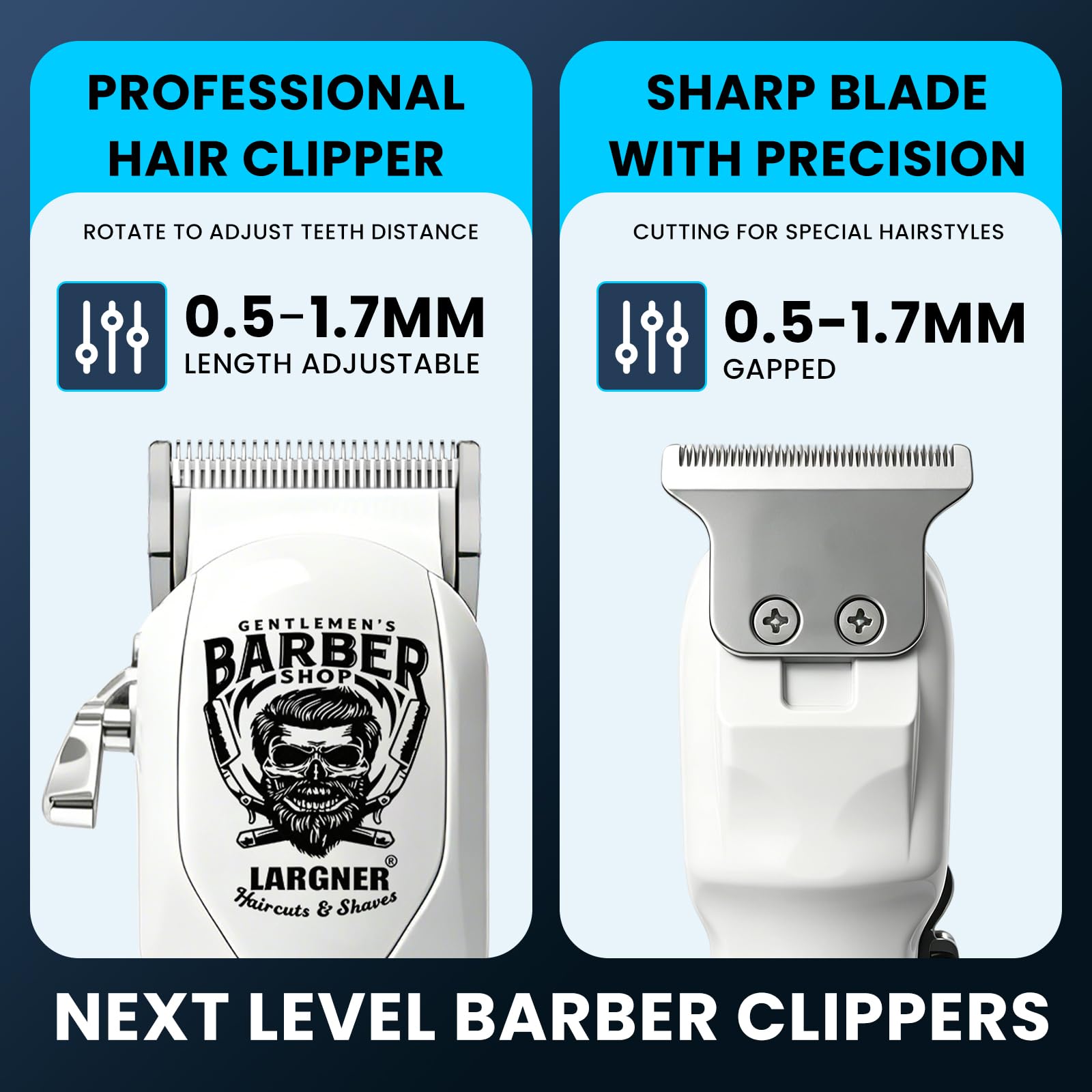 Cortapelos profesional inalámbrico recargable hombre, recortadora barba afeitadora eléctrica LCD 8 peines guía kit