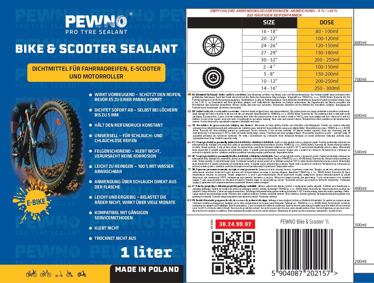 Bike & Scooter Reifendichtmittel Fahrrad 5L | Für Fahrrad, E-Bike, Scooter und Rollstuhl. Dichtet in Sekunden, schont Reifen und Felgen.