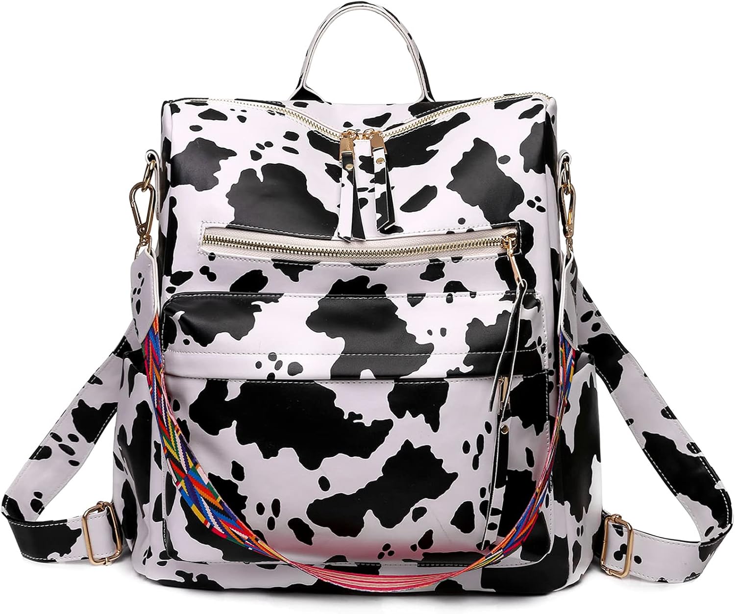Women's Vintage Cow Pattern Backpack Purse, 33x15x36cm, 0.76kg