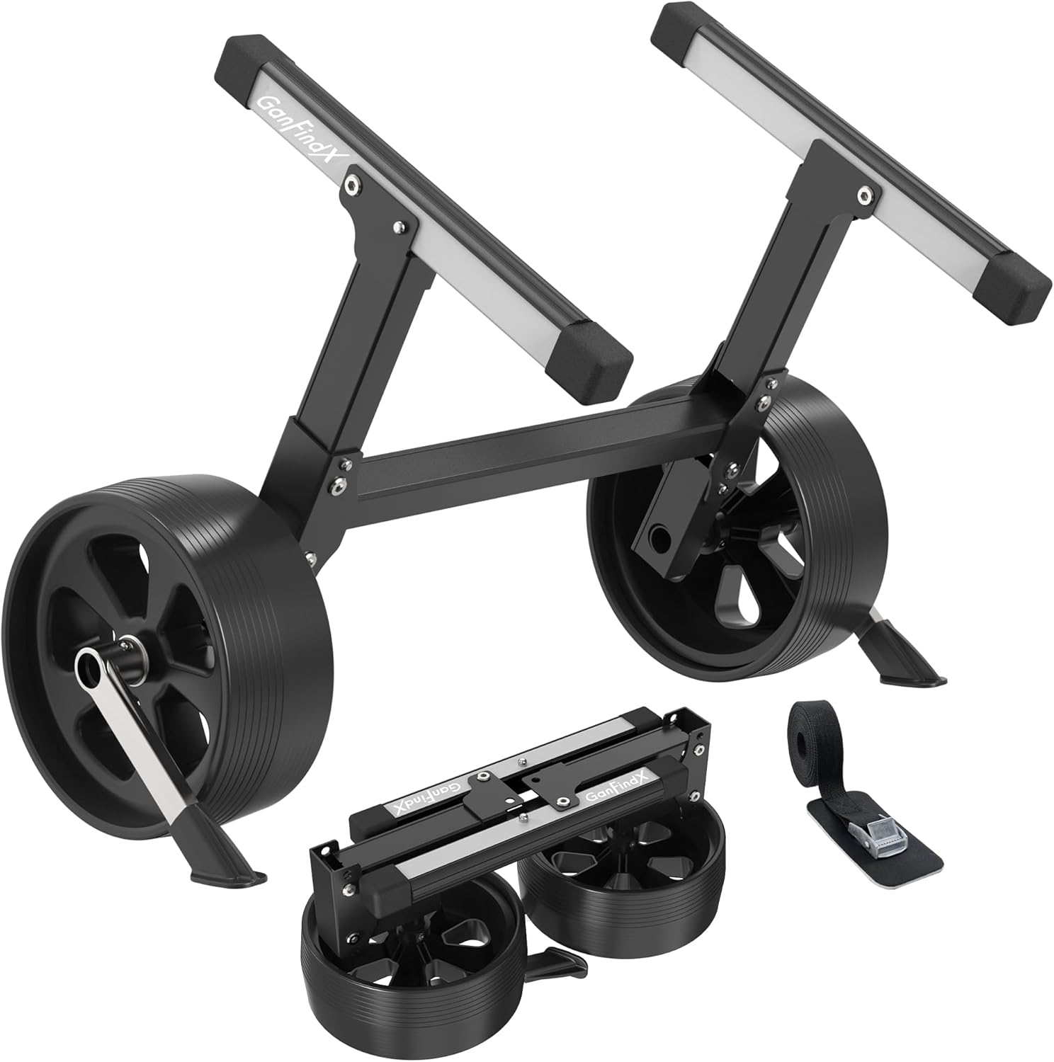 GanFindX Upgraded Foldable & Aluminium Kayak Cart Dolly Equipped with Elastic Straps | Lightweight Kayak Cart, Kayak Trolley, Canoe Cart | Suitable for Canoe Small Dinghies Rowboats Paddle Boards GanFindX Upgraded Foldable & Aluminium Kayak Cart Dolly Equipped with Elastic Straps | Lightweight Kayak Cart, Kayak Trolley, Canoe Cart | Suitable for Canoe Small Dinghies Rowboats Paddle Boards